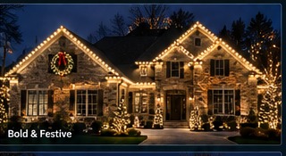 Festive Christmas house lighting